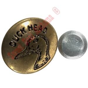 Vintage Original 1970's Brass Duck Head Tack Button, 5/8", Includes Backing Tack